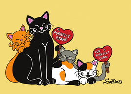 D059 Drawings: Titina and Friends - A purrfect stamp for a purrfect card - ideal for maxicard