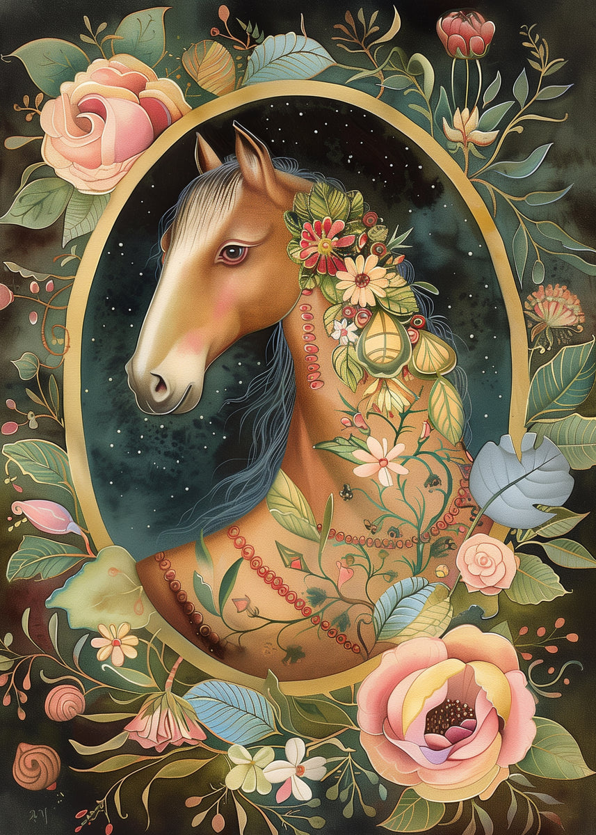 The Dutch Lady Design: Floral Horse Portraits 10 Postcards Set ...