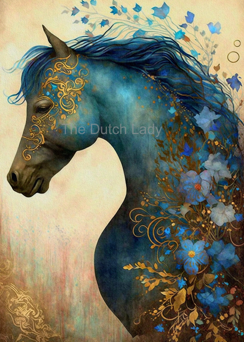 The Dutch Lady Design: Floral Horses 10 Postcards Set| Postcards Market