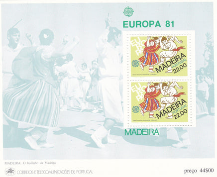 * Stamps | Europa 1981 Portugal stamps Europa CEPT Folklore Souvenir Sheets (Portugal, Madeira, Azores) - top quality approved by www.postcardsmarket.com specialists
