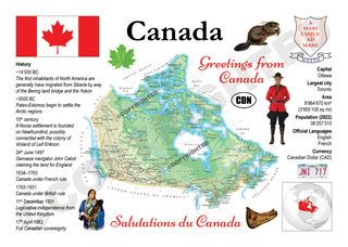 North America | Canada MOTW Maps of the World Postcard series