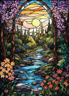 Postcard - Stained glass window River (DL18)