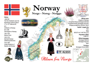 Europe | Norway MOTW Maps of the World Postcard series
