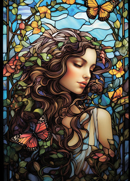 Postcard - Lady Stained Window (DL32)