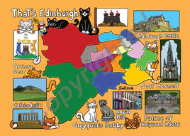 Drawings: Titina and Friends - Map of Edinburgh, Scotland Postcard