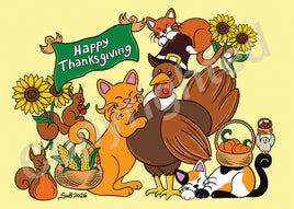 Drawings: Titina and Friends - Happy Thanksgiving Day with Sunflowers