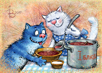 Drawings: 60. Blue Cats - Borscht