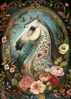 The Dutch Lady Design: Floral Horse Portraits 10 Postcards Set