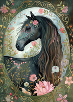 The Dutch Lady Design: Floral Horse Portraits 10 Postcards Set