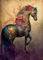 The Dutch Lady Design: Floral Horses Postcards