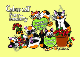 Drawings (D022): Titina and Friends - Calico Cat Purrsonality
