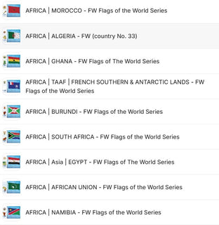 Collector's pack: All Africa FOTW postcards available - 63 postcards