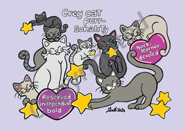 Drawings: Titina and Friends - Grey Cat Purrsonality