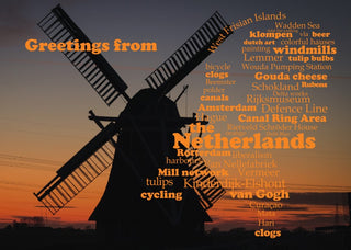 Word Cloud Photo: Netherlands (windmill) view postcard