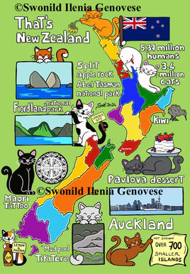 Drawings (D023): Titina and Friends - Map of New Zealand