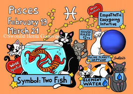 D029 Drawings: Titina and Friends - 12 Pisces (Fish) Zodiac Sign