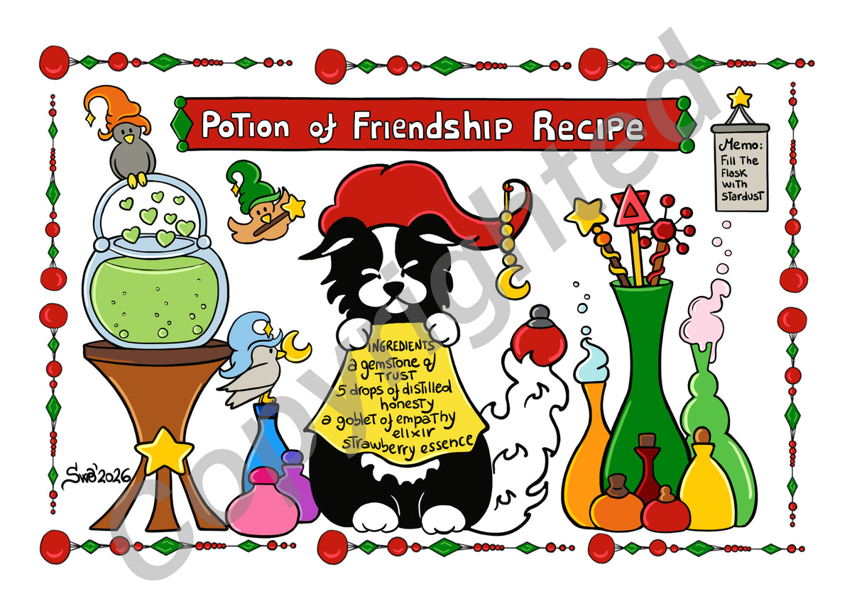 Drawings Potions D058: 10 - Friendship Potion Recipe| Postcards Market