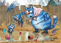 Drawings: 22. Blue Cats - Puddle