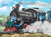 Drawings: 21. Blue Cats - Railway