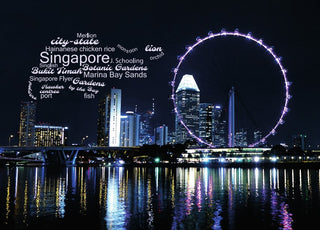 Word Cloud Photo: Singapore view postcard