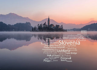 Word Cloud Photo: Slovenia view postcard