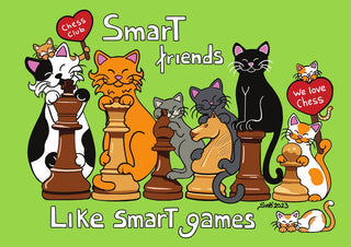 Drawings D063: Titina and Friends - Smart friends like smart games - Chess