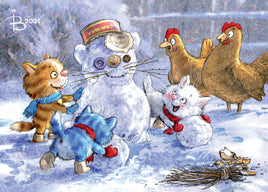 Drawings: 17. Blue Cats - Snowman
