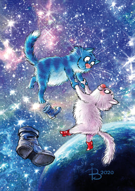 Drawings: 1. Blue Cats - You are cosmos to me (cosmic love)