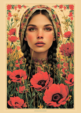 Postcard - Girl in Poppies (DL59)