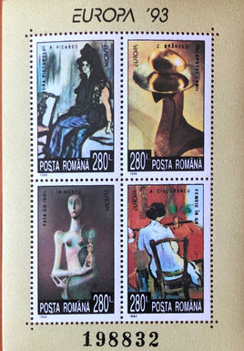 * Briefmarken | Europa-Serie – Rumänien 1993 Sovenir-Blatt für moderne zeitgenössische Kunst