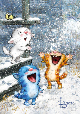 Drawings: 46. Blue Cats - First Snow