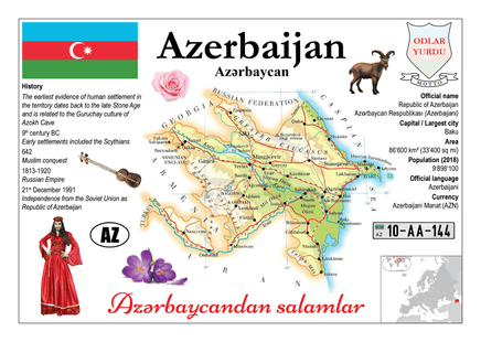 Asia | Europe | Azerbaijan MOTW - top quality approved by www.postcardsmarket.com specialists