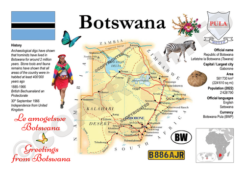 AFRICA | Botswana MOTW - top quality approved by www.postcardsmarket.com specialists