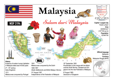 Asia | Malaysia MOTW - top quality approved by www.postcardsmarket.com specialists