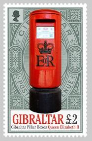 * Stamps | Gibraltar 2016 Pillar Boxes one stamp £2 Stamp - Gibraltar stamps - top quality approved by www.postcardsmarket.com specialists