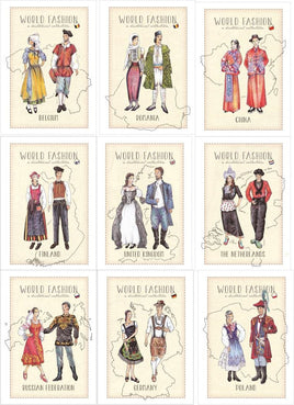 Collector's pack: All World Fashion Historical Collection - set of all 34 available postcards - top quality approved by Postcards Market specialists