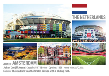 Photo: 5 x European Football Stadiums - Amsterdam - top quality approved by www.postcardsmarket.com specialists
