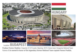 Photo: 5 x European Football Stadiums - Budapest - top quality approved by www.postcardsmarket.com specialists