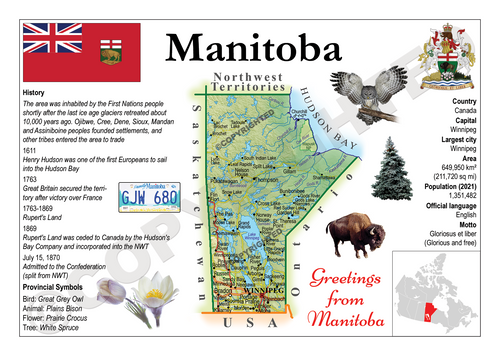 North America | 5x CANADA Provinces - Manitoba MOTW x 5pieces - top quality approved by www.postcardsmarket.com specialists