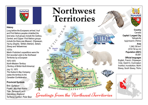 North America | 5x CANADA Territories - Northwest Territories MOTW x 5pieces - top quality approved by www.postcardsmarket.com specialists