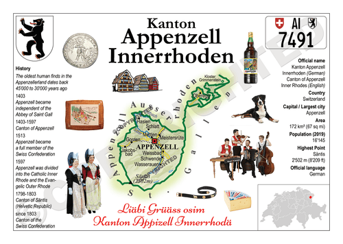 Europe | Swiss Cantons 016 - Appenzell Innerhoden MOTW - top quality approved by www.postcardsmarket.com specialists