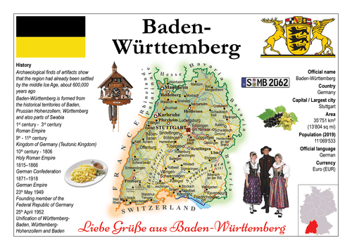 Europe | Germany States - Baden-Wurttemberg MOTW - top quality approved by www.postcardsmarket.com specialists