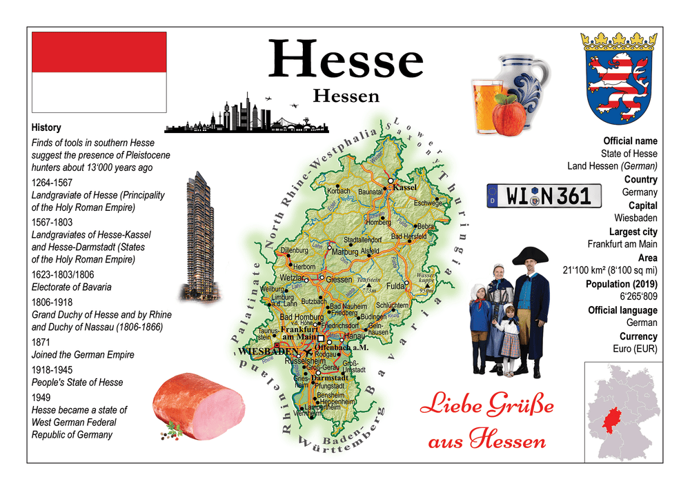 Europe | Germany States - Hesse _ Hessen MOTW - top quality approved by www.postcardsmarket.com specialists