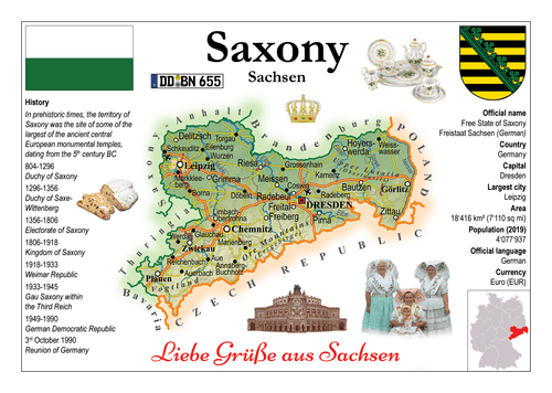 Europe | Germany States - Saxony _ Sachsen MOTW - top quality approved by www.postcardsmarket.com specialists