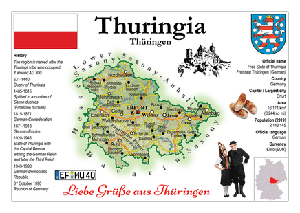 Europe | Germany States - Thuringia _ Thüringen MOTW - top quality approved by www.postcardsmarket.com specialists