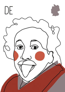 Illustration Monoline: Einstein sketch drawing postcard - top quality approved by www.postcardsmarket.com specialists