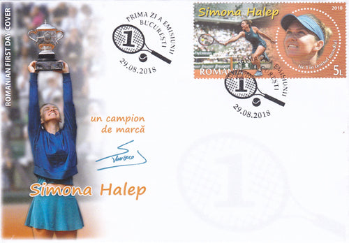 Stamps | Romania - Simona Halep FDC_First day cover 29.08.2018 - top quality approved by www.postcardsmarket.com specialists