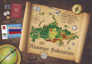 Russia Map Postcard World Explorer PWE - bundle of 10 cards with minor print error - top quality approved by www.postcardsmarket.com specialists
