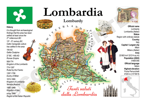 Europe | Italy Regions MOTW - Lombardia - top quality approved by www.postcardsmarket.com specialists