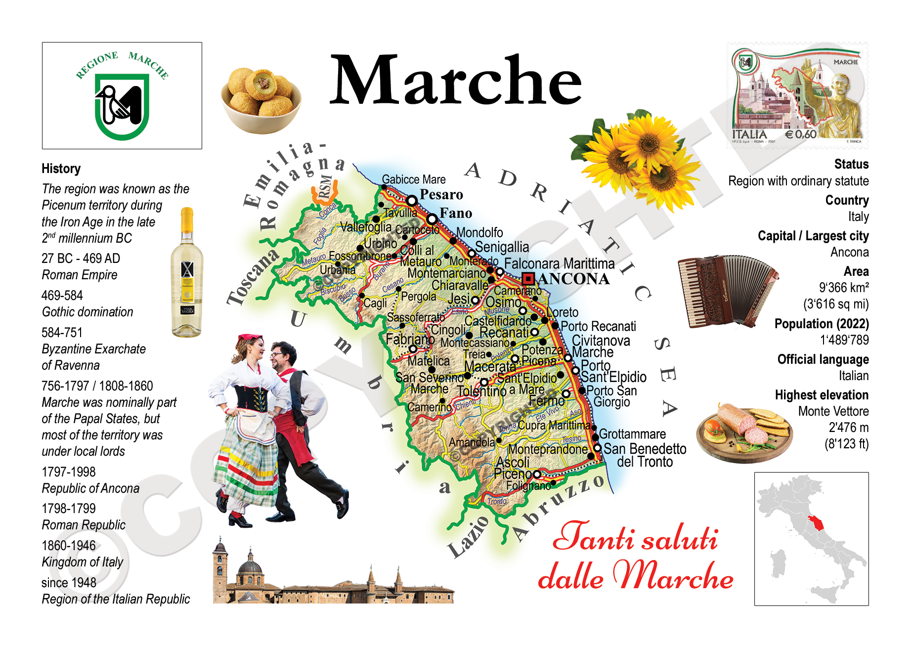 Europe | Italy Regions MOTW - Marche| Postcards Market, image size:1843x1311